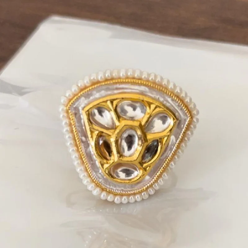 bold rings for women -Shringarstreet Gold Plated Kundan Stone Ring