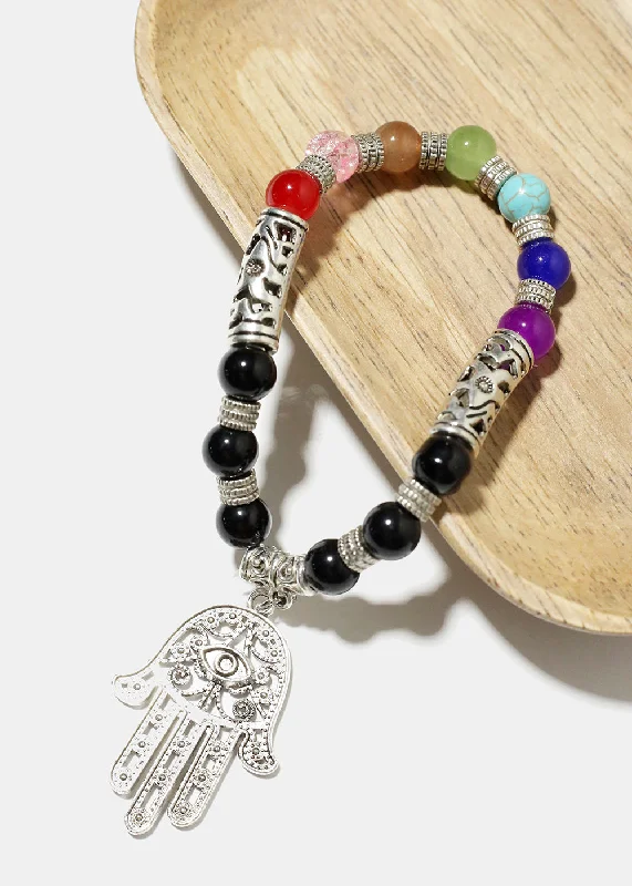 best everyday bracelets for women -Bead Hamsa Hand Bracelet