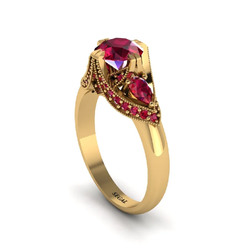 Ruby Vintage Round Cut Engagement Ring - Kali No. 55