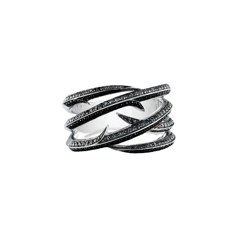 oval rings for women -Black Diamond Thorn Embrace Wrap Ring