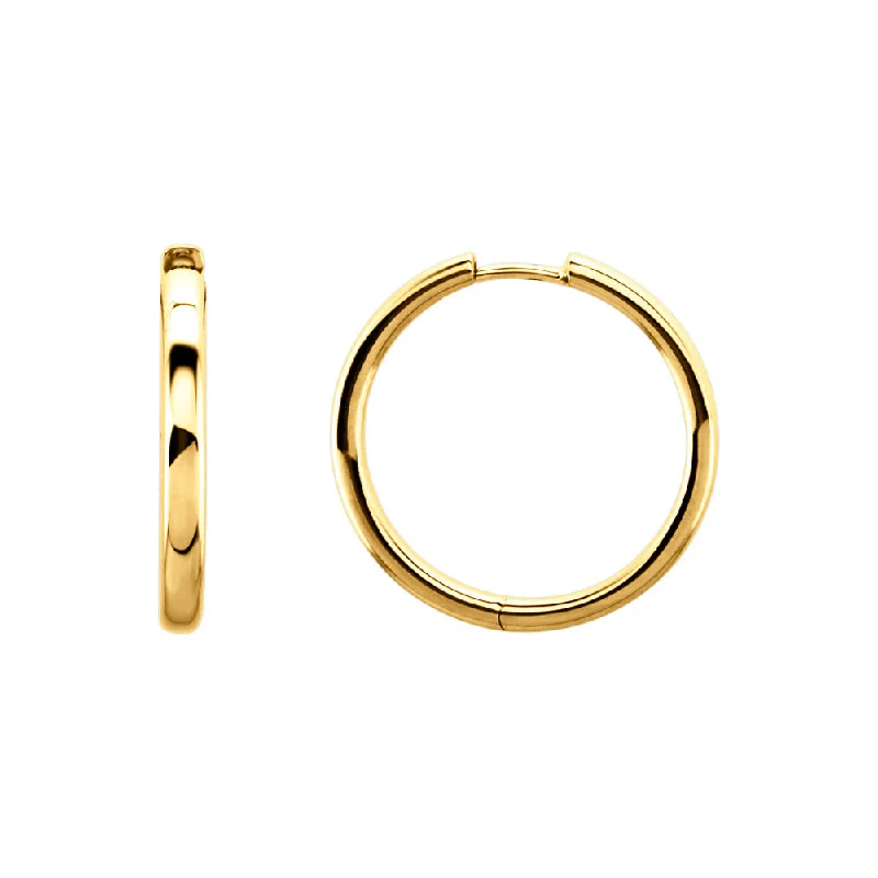 birthstone earrings for women -2.6mm Hinged Endless Round Hoop Earrings in 14k Yellow Gold, 24mm