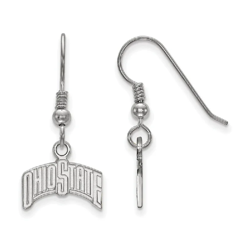 vintage earrings for women -Sterling Silver Ohio State University Small Logo Dangle Earrings