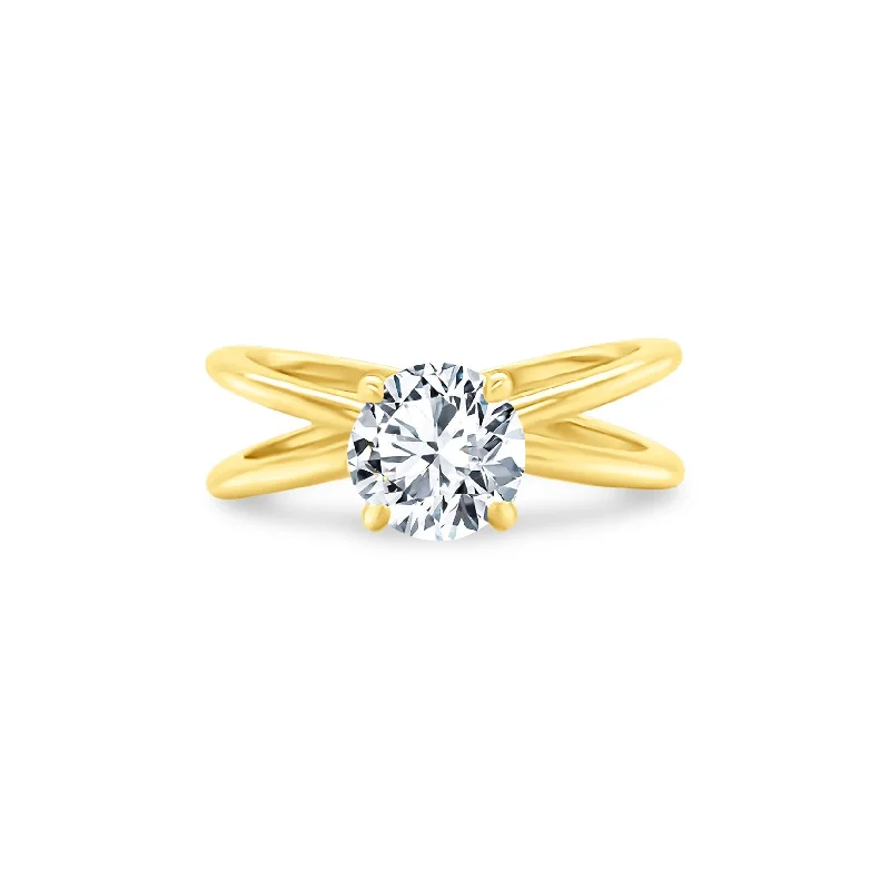 small dainty rings for women -Round Solitaire on Split Shank