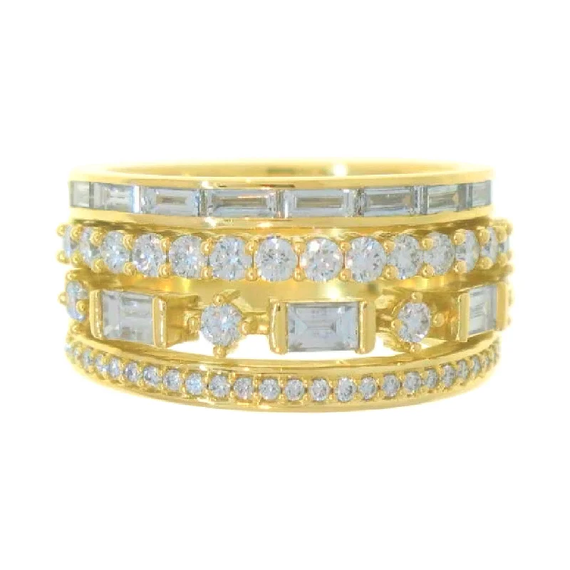 statement rings for women -Diamond 4-Row Band