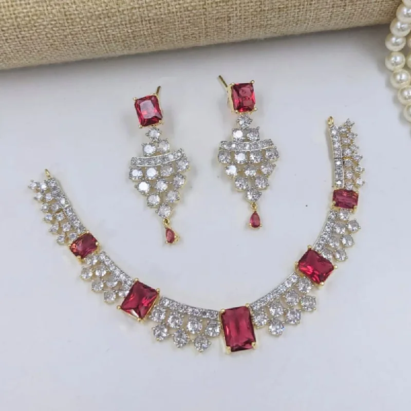 fashion necklaces for women -Kavita Art Gold Plated American Diamond Necklace Set