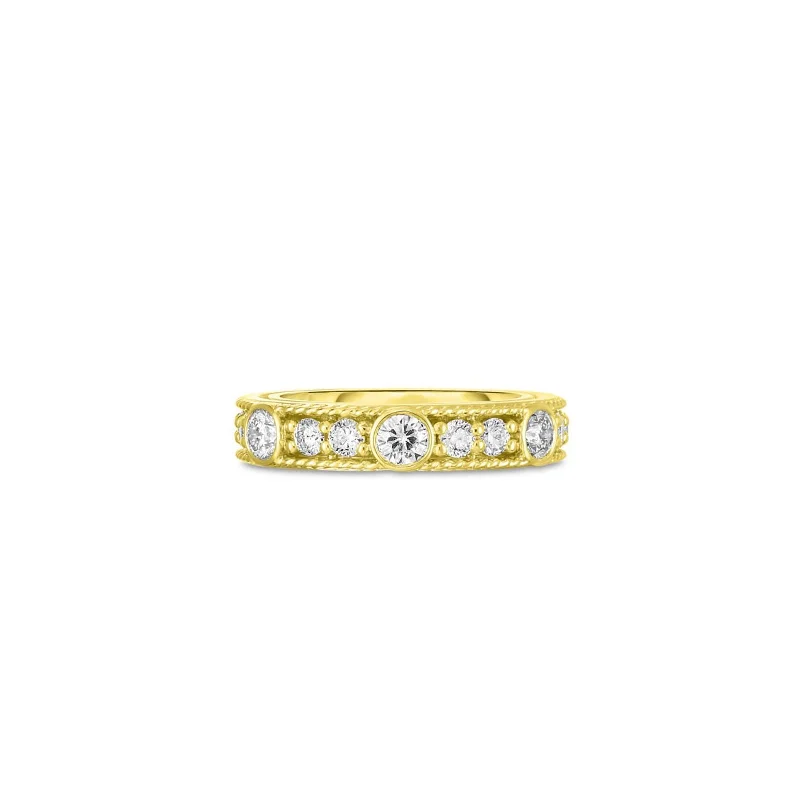 wedding rings for women -18k Yellow Gold Diamond Florentine Band