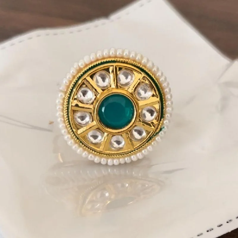 casual rings for women -Shringarstreet Gold Plated Kundan Stone Ring