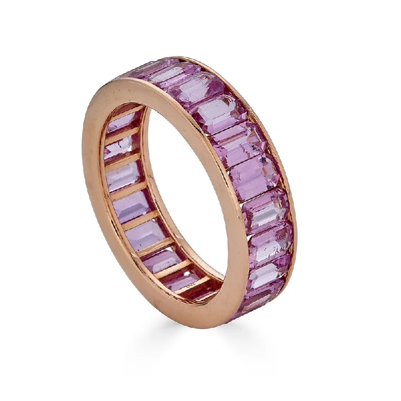 adjustable gold rings for women -Pink Sapphire Eternity Band