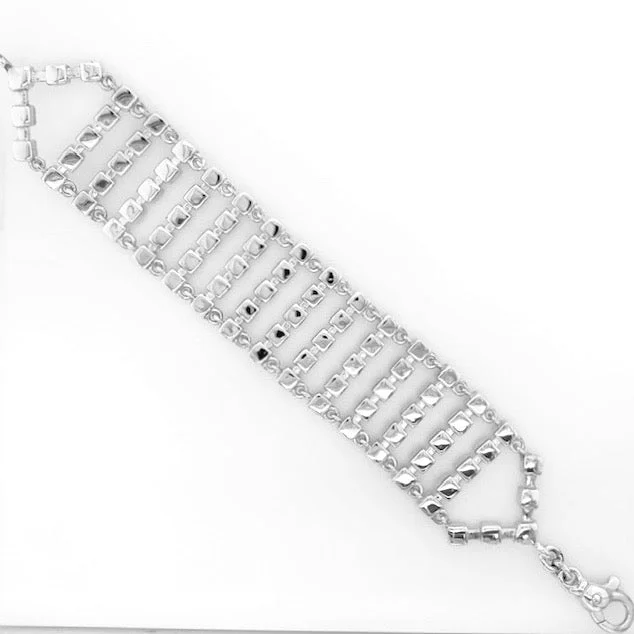 elegant bracelets for women -Silver Ice Bar Link Bracelet