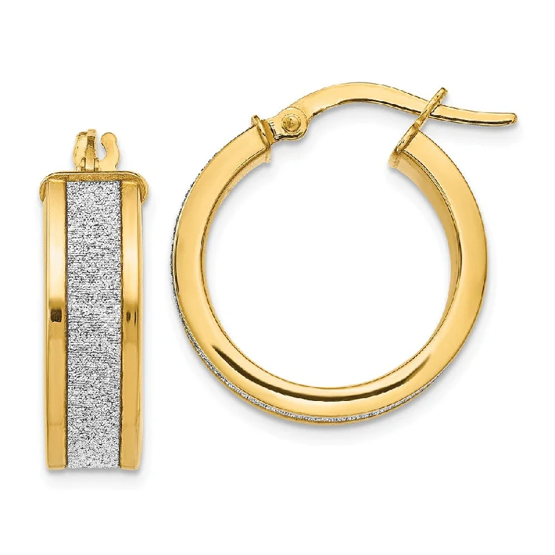 pearl earrings for women -6mm Glitter Infused Round Hoop Earrings in 14k Yellow Gold, 20mm