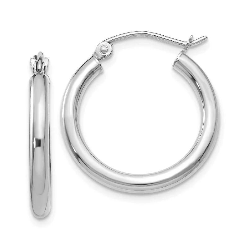 statement earrings for women -2.5mm, 14k White Gold Classic Round Hoop Earrings, 20mm (3/4 Inch)