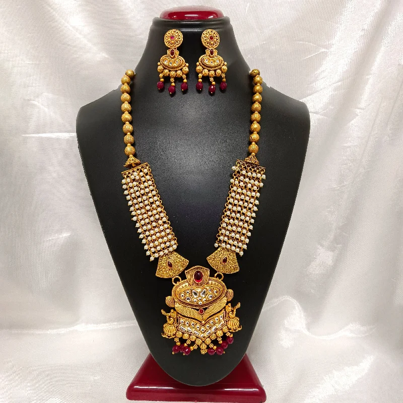 adjustable lariat necklaces for women -Darshana Jewels Kundan Stone Gold Plated Necklace Set