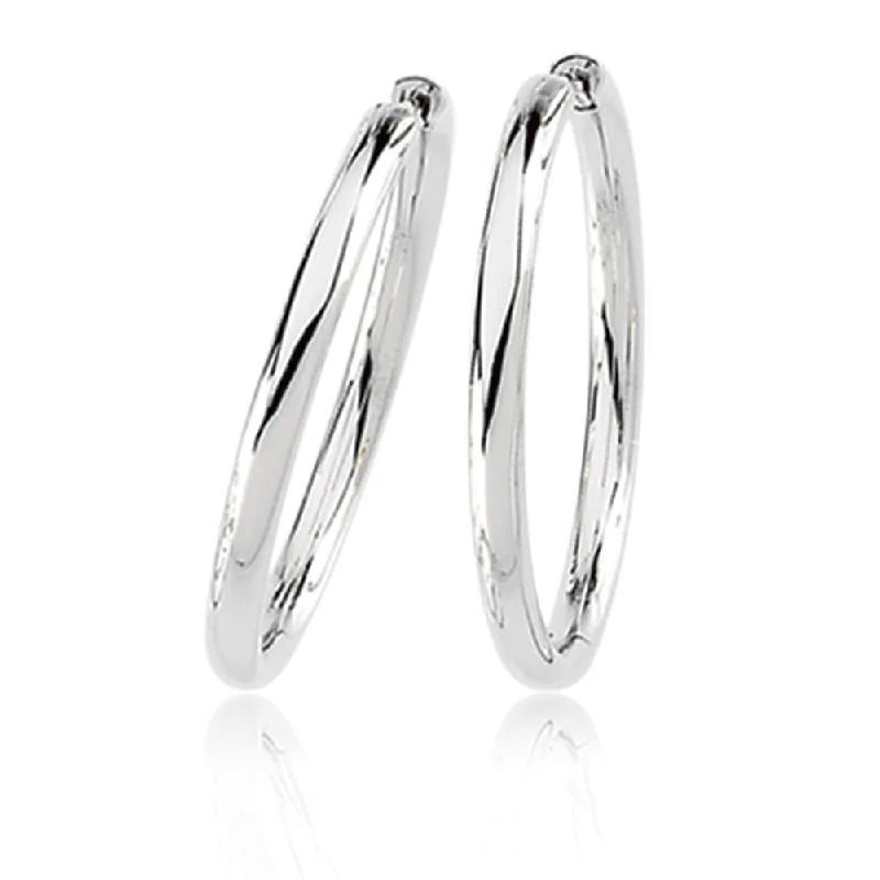 romantic earrings for women -2.6mm Endless Round Hinged Hoop Earrings in 14k White Gold, 34mm