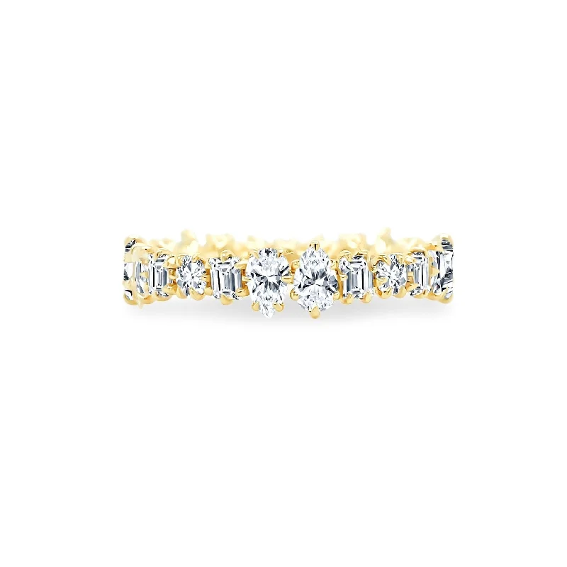 floral rings for women -Multi Shape Eagle Prong Band