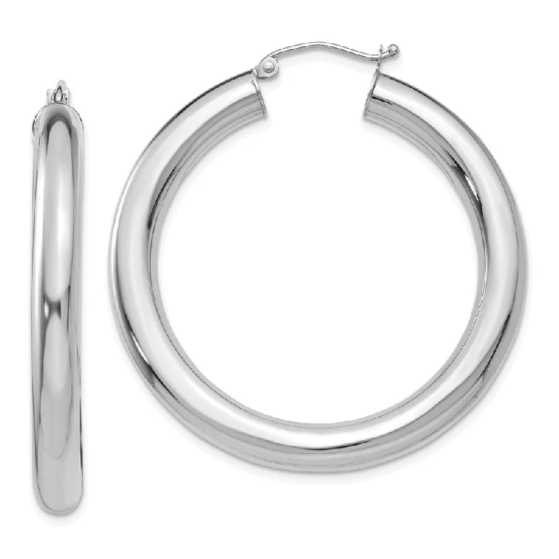 open heart earrings for women -5mm, 14k White Gold Classic Round Hoop Earrings, 40mm (1 1/2 Inch)