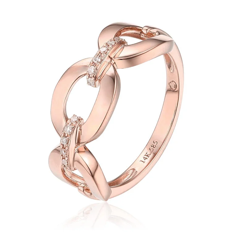 gold rings for women -Luvente 14k Diamond Link Fashion Ring R01260