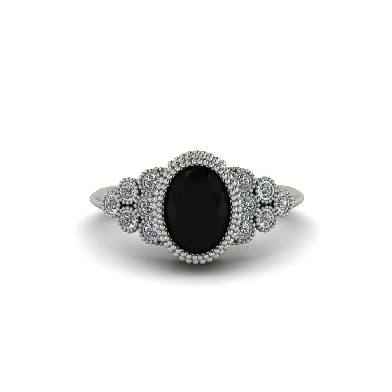 Diamond Milgrain Beaded Bezel Engagement Ring - Stacy No. 9