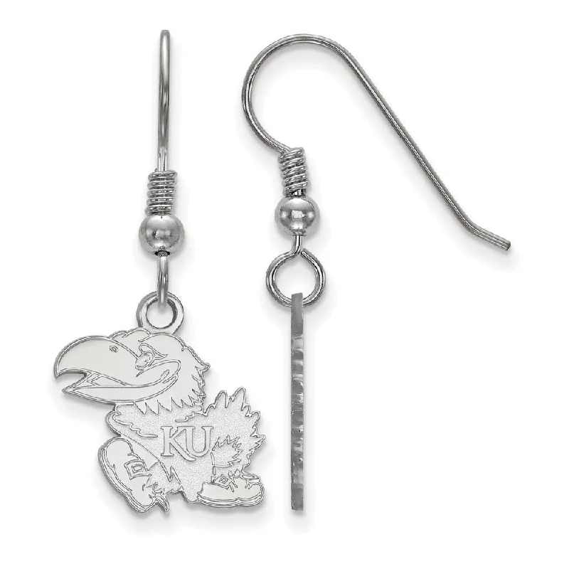 fashion earrings for women -Sterling Silver University of Kansas Small Mascot Dangle Earrings