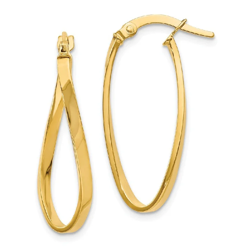 oversized statement earrings -1.8mm Twisted Oval Hoop Earrings in 14k Yellow Gold, 26mm (1 Inch)