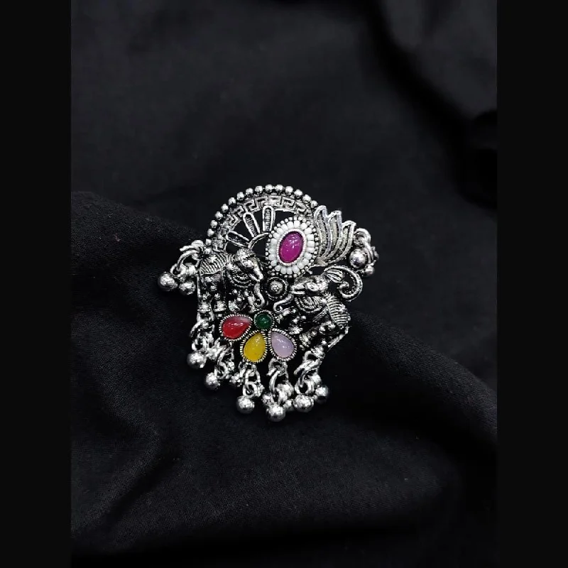 signet rings for women -Manisha Jewellery Oxidised Plated Pota Stone Rings