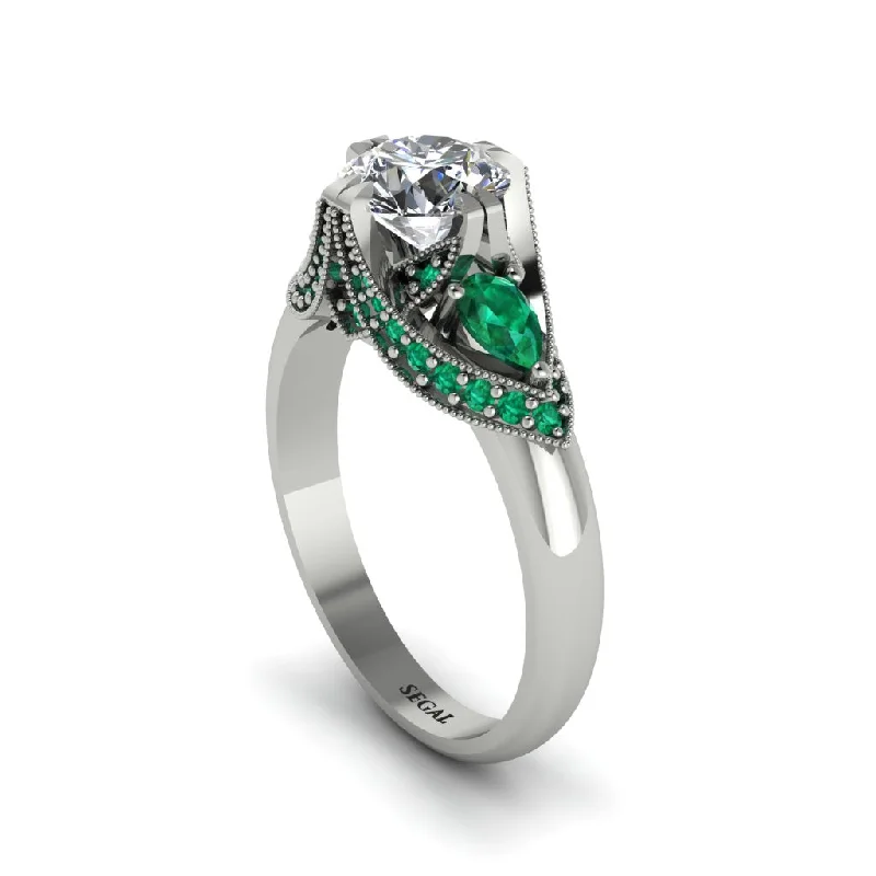 Diamond Vintage Round Cut Engagement Ring - Kali No. 18