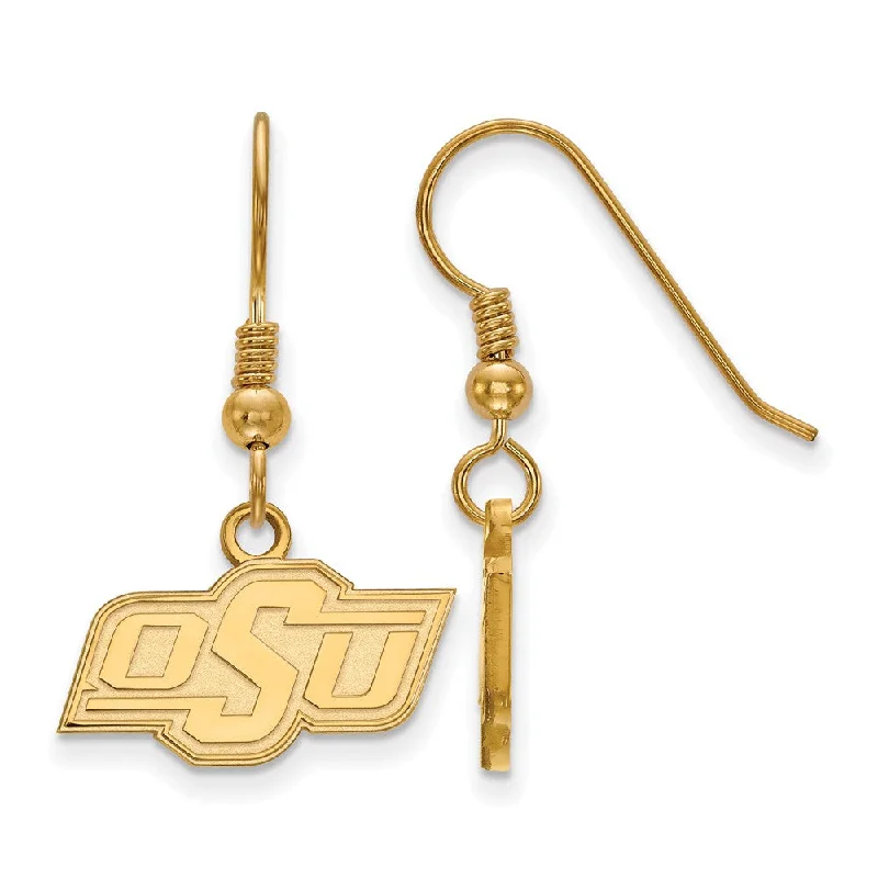 antique earrings for women -14k Gold Plated Silver Oklahoma State University Dangle Earrings