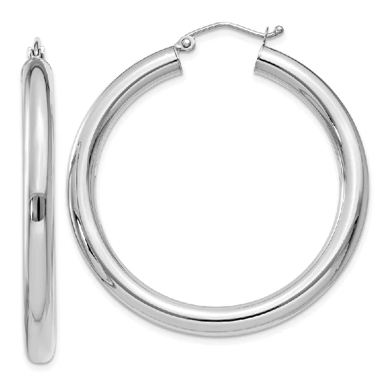 infinity earrings for women -4mm, 14k White Gold Classic Round Hoop Earrings, 40mm (1 1/2 Inch)