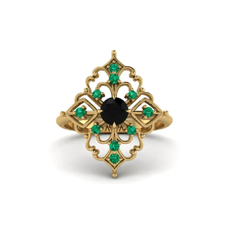 Emerald Royal Filigree Cluster Engagement Ring - Zinnia No. 22