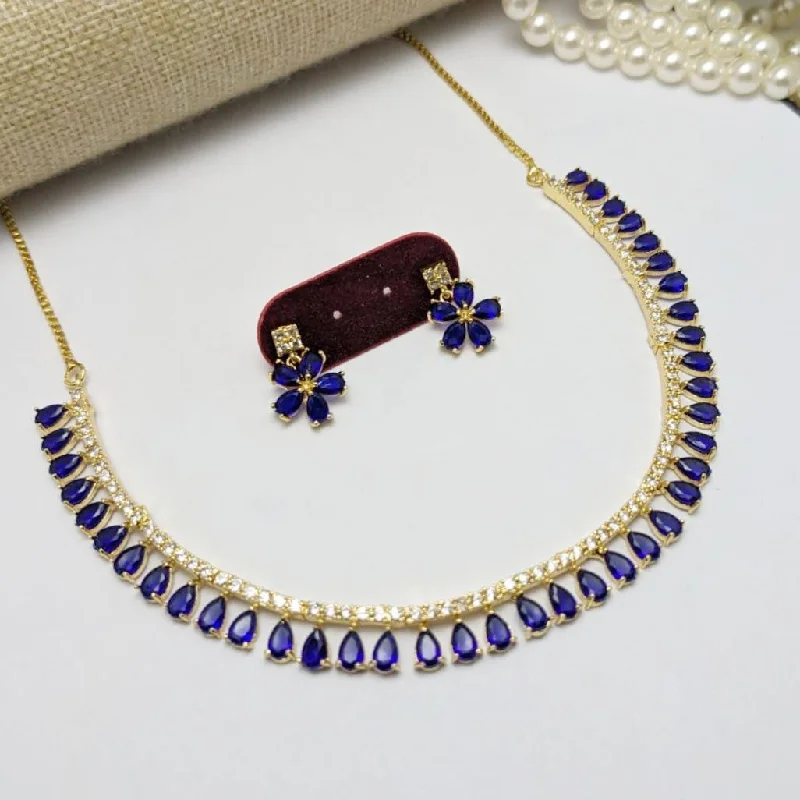 minimalist necklaces for women -Aamrapali Gold Plated Crystal Stone Necklace Set