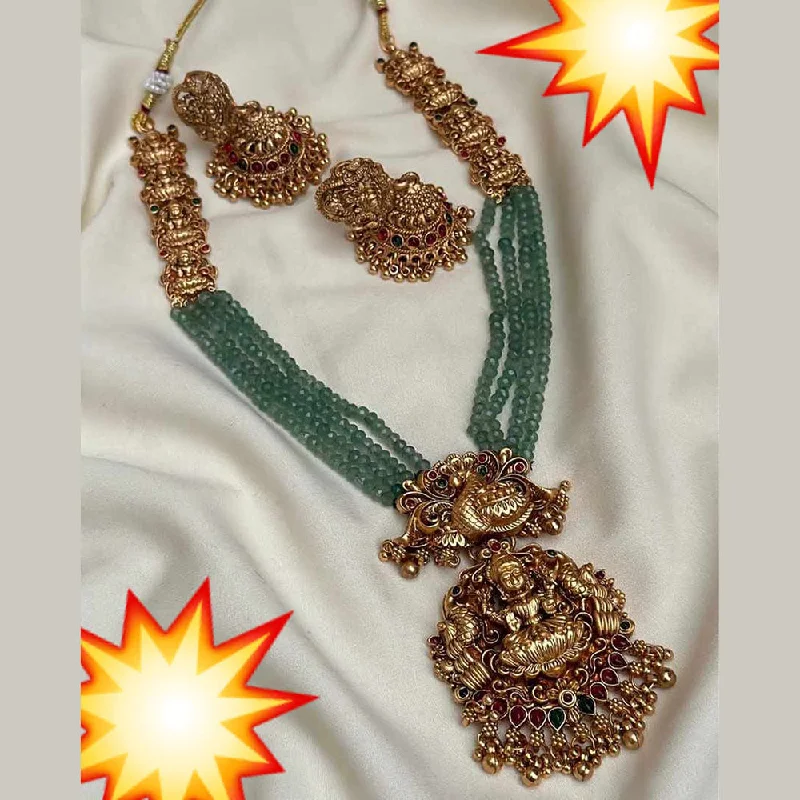 diamond necklaces for women -Manisha Jewellery Gold Plated Pota Stone Temple Necklace Set