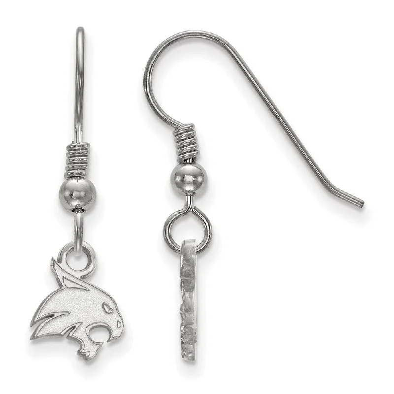 chandelier earrings for women -Sterling Silver Texas State University XS (Tiny) Dangle Earrings