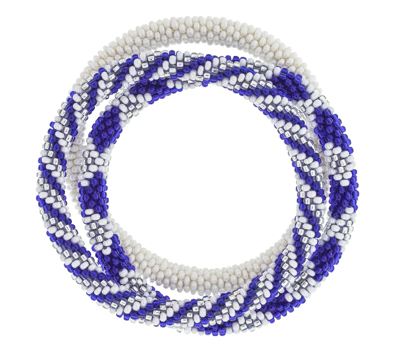 gemstone bracelets for women -Game Day Roll-On® Bracelets <br> Blue & White