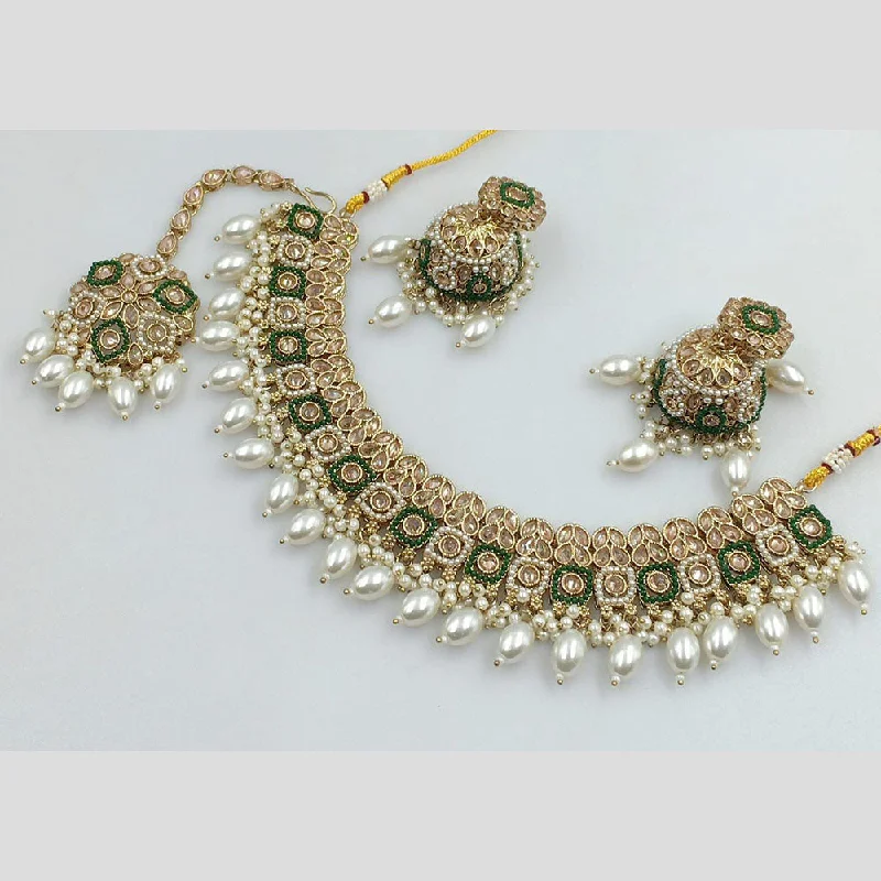 unique necklaces for women -Rani Sati Jewels Gold Plated Crystal Stone And Pearls Necklace Set