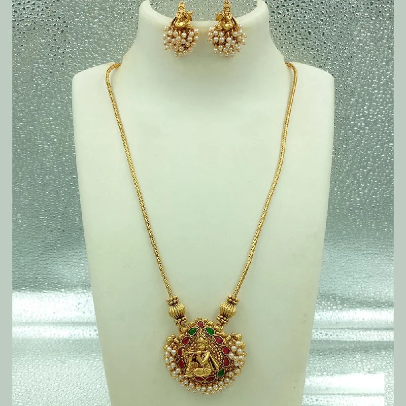 elegant necklaces for women -Joyful Jewel Art Matte Gold Plated Kundan Stone And Pearls Necklace Set