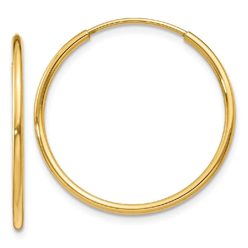 small hoop earrings for women -1.25mm, 14k Yellow Gold Endless Hoop Earrings, 22mm (7/8 Inch)