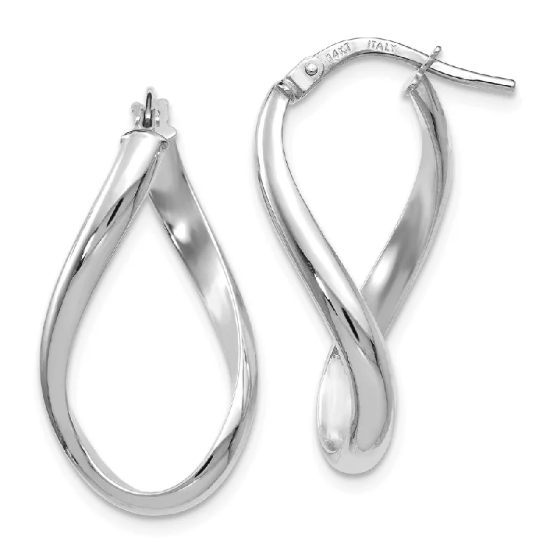 butterfly earrings for women -2.7mm Freeform Oval Hoop Earrings in 14k White Gold, 24mm (15/16 Inch)