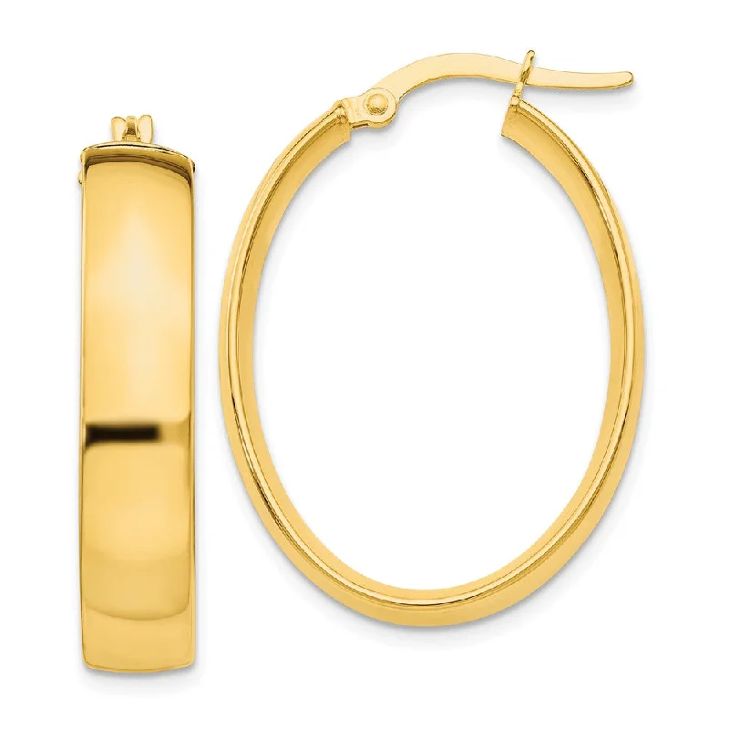 classic gold earrings for women -5.75mm, 14k Yellow Gold Oval Hoop Earrings, 30mm (1 1/8 Inch)