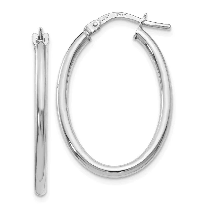 oversized statement earrings -2mm Classic Oval Hoop Earrings in 10k White Gold, 26mm (1 Inch)