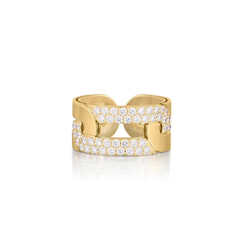 vintage-inspired rings for women -Navarra Wide Ring with Diamonds