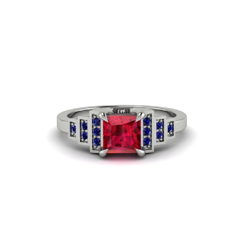 Ruby Geometric Princess Cut Engagement Ring - Thea No. 72