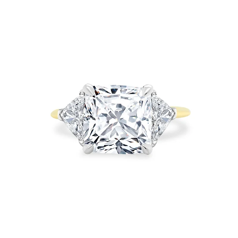 wedding rings for women -Cushion Cut with Trillion Cut Side Stones