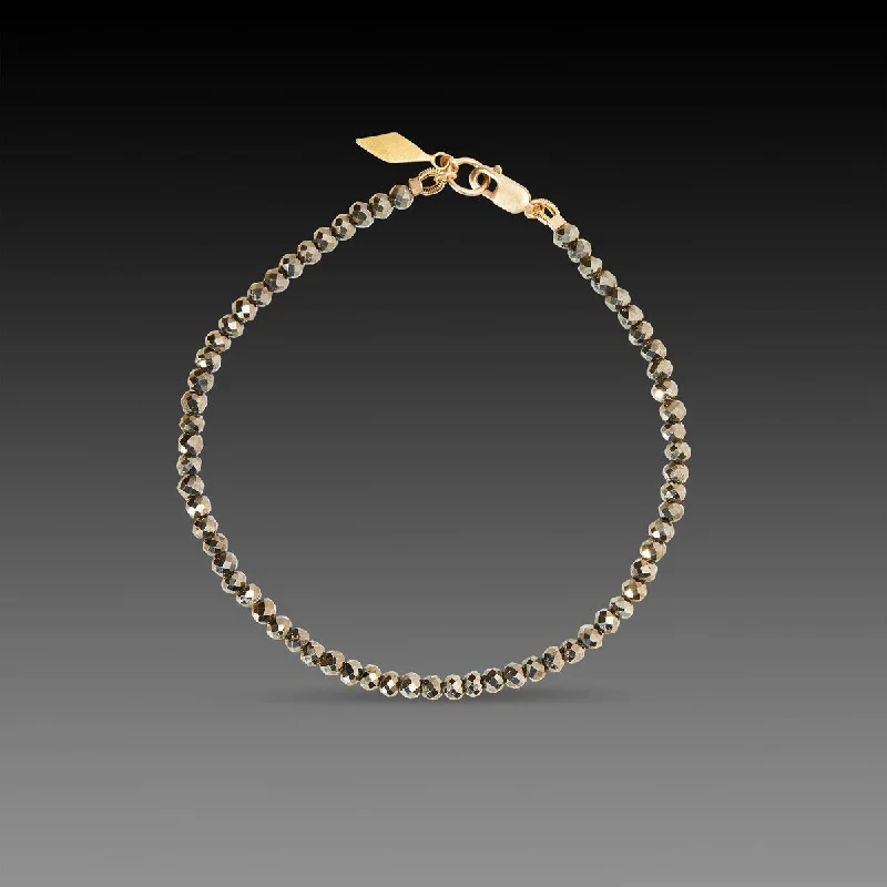 luxury bangle bracelets for women -Pyrite Bracelet with 22k Diamond Charm