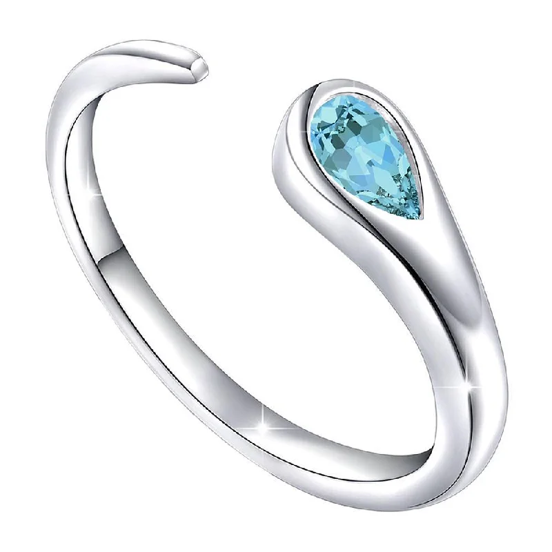 aesthetic gold rings for women -Darshana Jewels Silver Valentine Gift Gleaming Aqua Blue Cubic Zirconia Open Wrap Adjustable Finger Ring