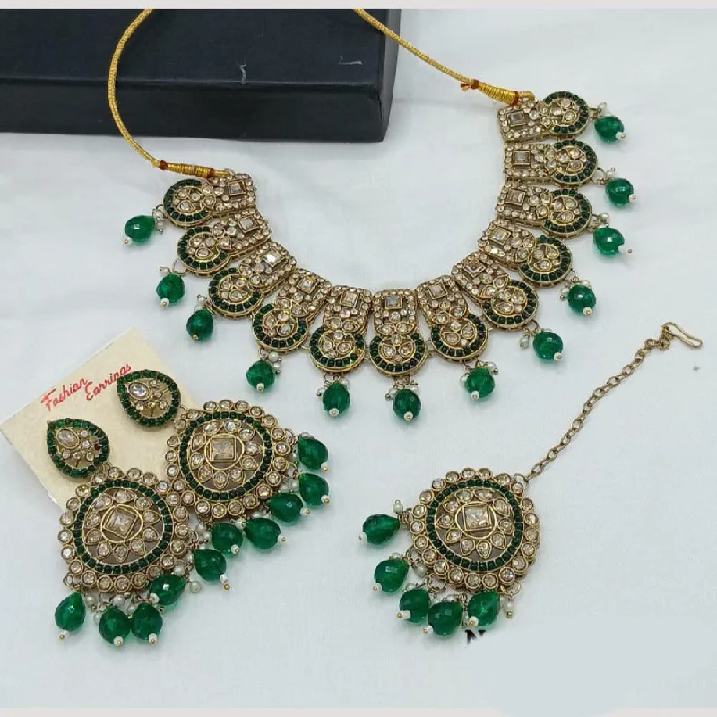 dreamcatcher necklaces for women -Manisha Jewellery Gold Plated Crystal Stone Pearls And Beads Necklace Set