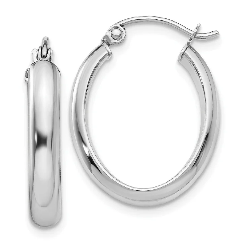 thick hoop earrings for women -3.75mm, 14k White Gold Classic Oval Hoop Earrings, 17mm (5/8 Inch)