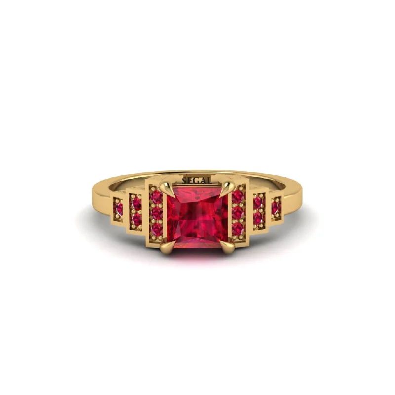 Ruby Geometric Princess Cut Engagement Ring - Thea No. 55