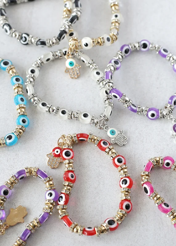 thick chain bracelets for women -Hamsa Hand + Evil Eye Bracelet