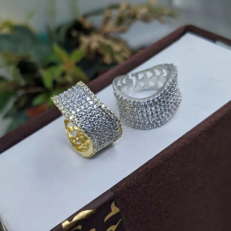 textured rings for women -Aamrapali Gold And Silver Plated Austrian Stone Ring