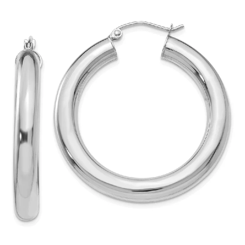 dainty earrings for women -5mm, 14k White Gold Classic Round Hoop Earrings, 35mm (1 3/8 Inch)