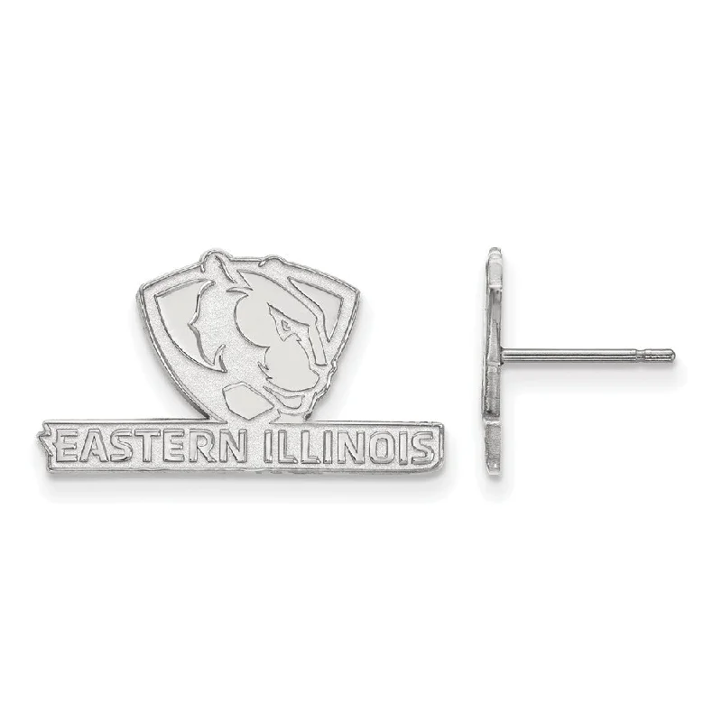 trendy earrings for women -14k White Gold Eastern Illinois University Small Post Earrings